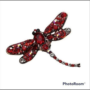 Crystal Vintage Dragonfly Brooch for Women Large